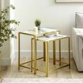 Nest of Tables - White Marble and Gold Metal - Set of 2
