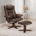 Malmo Brown Faux Leather Recliner Chair - with Footstool