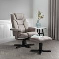Malmo Grey Fabric Recliner Chair - Swivel - with Footstool