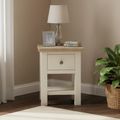 Modern Lamp Table - 1 Drawer - Square - White Painted
