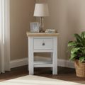 Modern Lamp Table - 1 Drawer - Square - Grey Painted