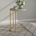 Marmora C Side Table - Oval - Grey Marble & Gold