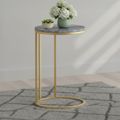 Marmora C Side Table - Round - Grey Marble & Gold