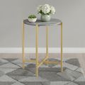 Marmora Side Table - Round - Grey Marble & Gold