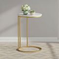 Marmora Side Table - Round - White Marble & Gold