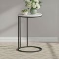 Marmora C Side Table - Round - White Marble & Grey