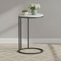 Marmora Side Table - Round - White Marble & Grey