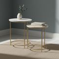Buxton Side Table - Round - Set of 2 - White Marble and Gold