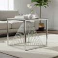 Calabria End Table  Grey Sintered Stone and Chrome