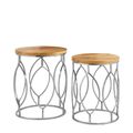 Agra Side Tables - Set of 2 - Mango Wood and Metal - Round