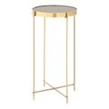 Allure Tall Side Table - Round - Black Mirrored - Rose Gold Legs