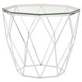 Allure End Table - Octagonal - Clear Glass - Chrome Base