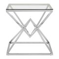 Allure End Table - Square - Clear Glass - Corseted Silver Base