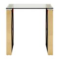 Allure End Table - Square - Clear Glass - Champagne Gold Cross Base