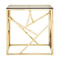 Allure End Table - Square - Clear Glass - Champagne Gold Geometric Base