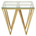 Allure End Table - Square - Clear Glass - Gold Prismatic Legs