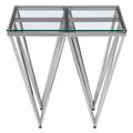 Allure End Table - Square - Clear Glass - Silver Prismatic Legs