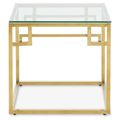 Allure Side Table - Square - Clear Glass - Brushed Gold Base