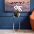 Allure Tall Side Table - Round - Clear Mirrored - Rose Gold Legs