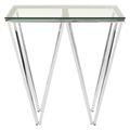 Allure End Table - Square - Glass - Chrome Triangular Base