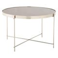 Allure Large Side Table - Round - Grey Mirrored - Chrome Legs