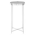 Allure Tall Side Table - Round - Grey Mirrored - Chrome Legs