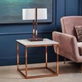 Allure End Table - Square - White Marble - Rose Gold Base