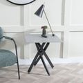 Clearance - Chopstick Grey Glass Square Side Table with Black Metal Legs