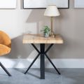 Ezra Oak Square End Table with Black Spider Legs