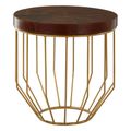 Kensington Townhouse Side Table - Round - Brown Leather
