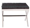 Kerala End Table - Square - Black Glass with Silver Cross Base