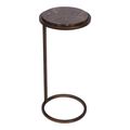 Iota Accent Table - Brown Emperador Marble - Round