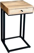Ravi Mango Wood 1 Drawer Large C Shape Side Table
