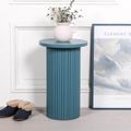 Ribbed Mango Wood Side Table - Ocean Blue - Round - Occasional