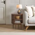 Soho Side Table - Slatted Round Open - Dark Oak