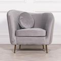Grey Velvet Occasional Armchair with Cushion