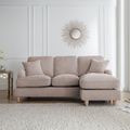 Manhattan Putty Fabric Chaise Corner Sofa - RHF