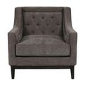 Theodore Armchair - Warm Grey Fabric - Buttoned