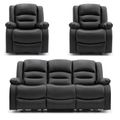 Alva Electric Recliner Sofa Set - Black Faux Leather - 3+1+1 Seater