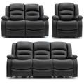 Alva Electric Recliner Sofa Set - Black Faux Leather - 3+2+1 Seater