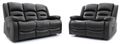 Alva Electric Recliner Sofa Set - Black Faux Leather - 3+2 Seater