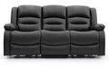 Alva Electric Recliner Sofa - Black Faux Leather - 3 Seater