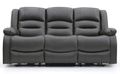 Alva Electric Recliner Sofa - Grey Faux Leather - 3 Seater