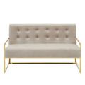 Azalea Sofa - 2 Seater - Mink Velvet Fabric with Gold Metal