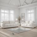 Azzuro Sofa Set - Cream Velvet Fabric - 3+2 Seater