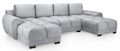 Azzuro U Shape Corner Sofa Suite - Grey Velvet Fabric