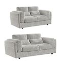 Bari Sofa Set - Grey Fabric - 3+2 Seater