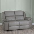 Bentley Light Grey Leather 2 Seater Recliner Sofa