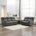 Berkeley Recliner Sofa Suite - 3+2 - Dark Grey Leather Look Fabric