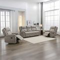 Berkeley Recliner Sofa Suite - 3+1+1 - Light Grey Leather Look Fabric